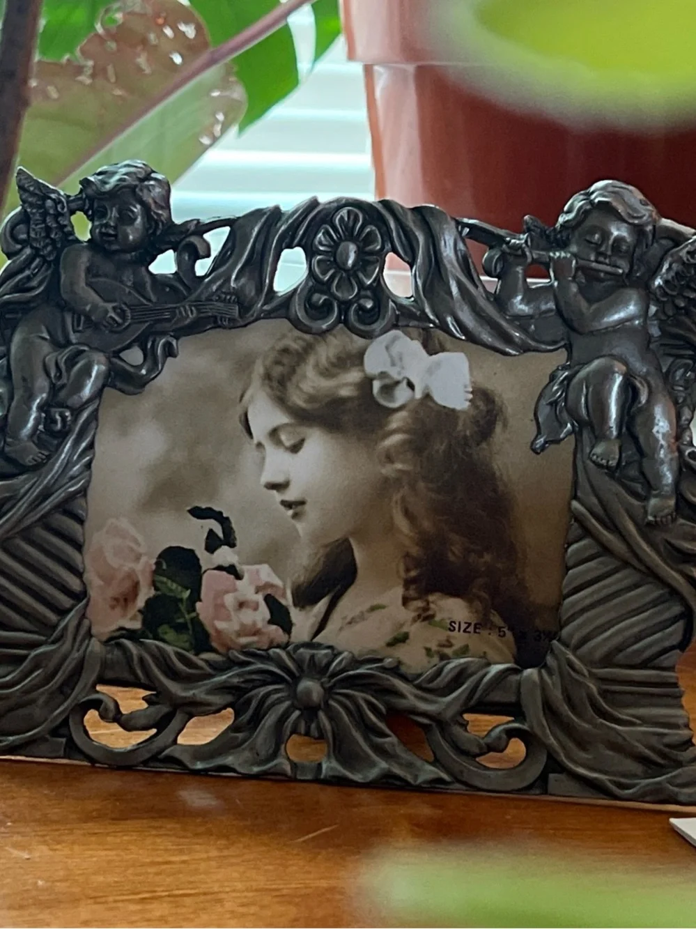Ornate Cherub Decorative Pewter Picture Frame